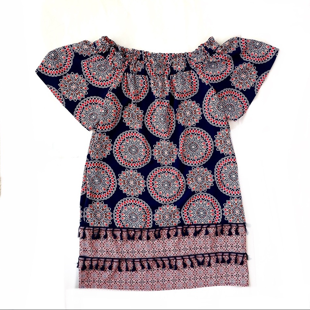 New Maggy London Off Shoulder Tassel Detail Dress